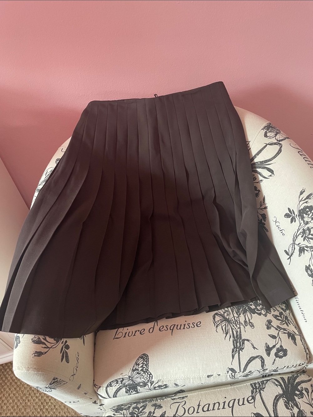 Escada Dark Brown Pleated Pencil Skirt